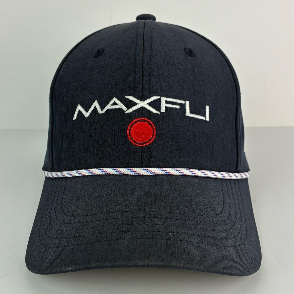 Maxfli Hat Cap Snap Back Mens Navy White Golf Tour Rope Trucker Hat
